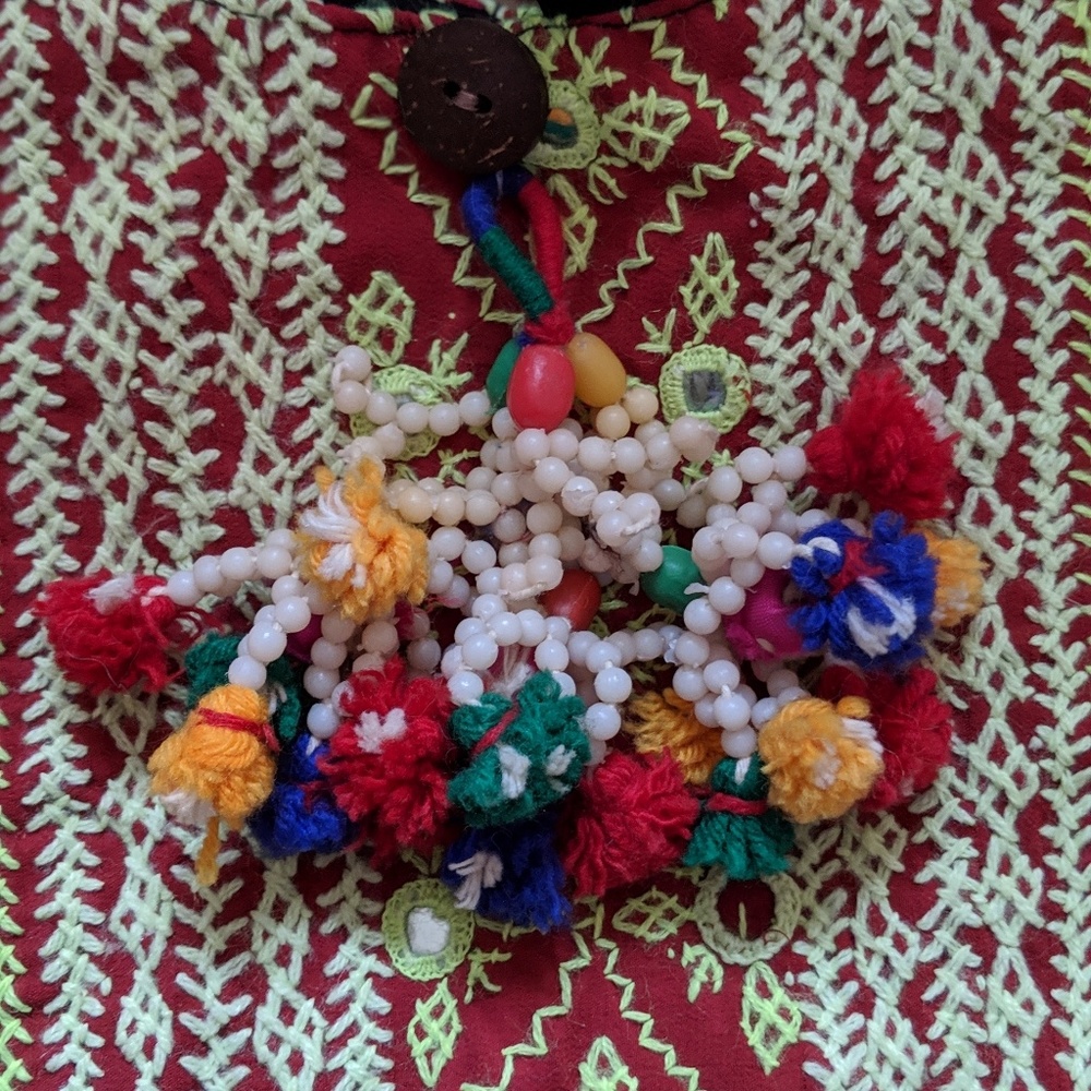 Boho material big deep Bag lots of Details - Picture 4 of 8